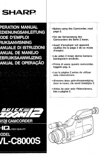 Mode d’emploi Sharp VL-C8000S Caméscope