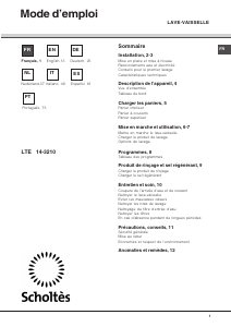 Manual de uso Scholtès LTE 14-3210 Lavavajillas