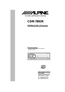 Handleiding Alpine CDM-7892R Autoradio