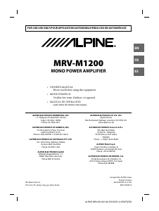 Manual Alpine MRV-M1200 Car Amplifier