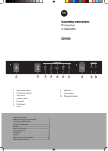 Handleiding Gorenje GV62010UK Vaatwasser