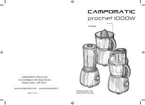 Handleiding Campomatic FP1000 Keukenmachine