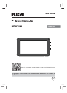 Handleiding RCA RCT6272W23 Tablet