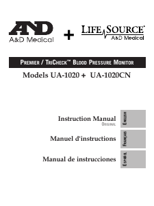 Manual A and D Medical UA-1020 Blood Pressure Monitor