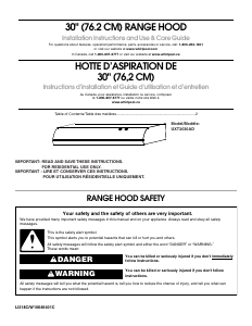 Manual KitchenAid UXT3030ADW Cooker Hood