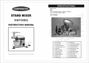 Handleiding Campomatic KM700BG Standmixer