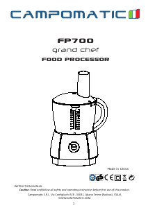 Handleiding Campomatic FP700 Keukenmachine