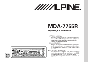 Manual Alpine MDA-7755R Car Radio