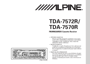 Mode d’emploi Alpine TDA-7570R Autoradio