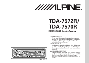 Handleiding Alpine TDA-7572R Autoradio