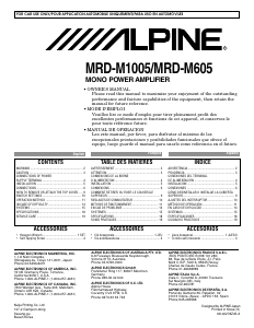 Manual de uso Alpine MRD-M1005 Amplificador para coche