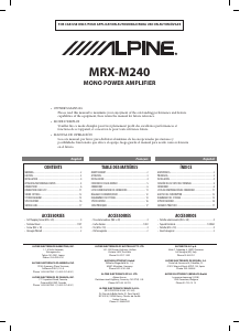 Manual Alpine MRX-M240 Car Amplifier