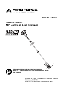 Handleiding Yard Force Y0LTX18TB00 Grastrimmer