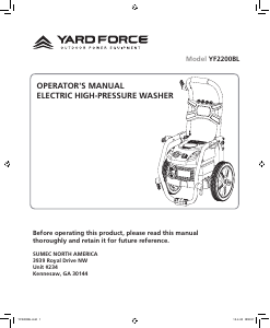 Manual Yard Force YF2200BL Pressure Washer