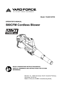 Manual Yard Force Y0LBX145T00 Leaf Blower