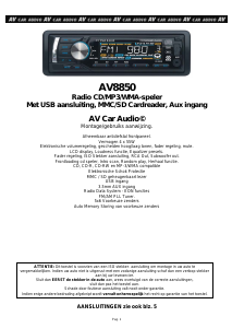 Handleiding Autovision AV-8850 Autoradio