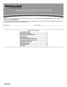 Mode d’emploi KitchenAid KDTM354DSS Architect Lave-vaisselle