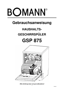 Bedienungsanleitung Clatronic GSP 875 Geschirrspüler