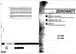 Mode d’emploi Zerowatt ZT 540 Lave-linge