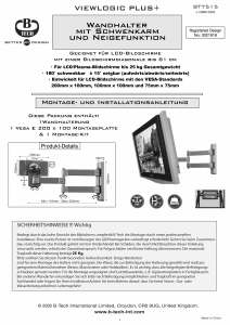 Bedienungsanleitung B-Tech BT7515 Wandhalterung