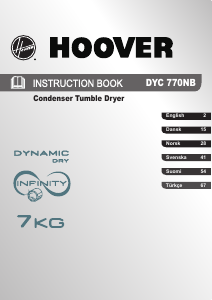 Kullanım kılavuzu Hoover DYC 770NB-S Kurutma makinesi