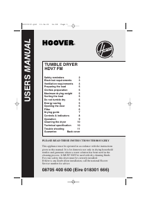Manual Hoover HDV 7 FM Dryer