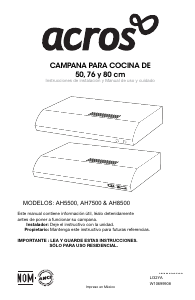 Manual de uso Acros AH7500Q Campana extractora