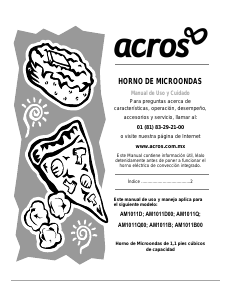 Manual de uso Acros AM1011D Microondas