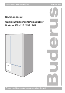 Manual Buderus 600-11R Gas Boiler