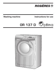 Manual Rosières OR 137 D Optima Washing Machine