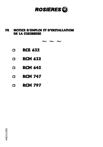 Mode d’emploi Rosières RCM 632 RB Cuisinière