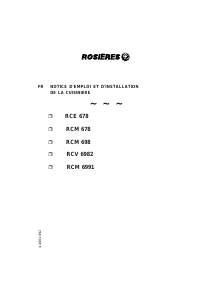 Mode d’emploi Rosières RCE 678 RB Cuisinière