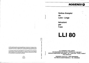 Manuale Rosières LLI 80 FR Lavatrice