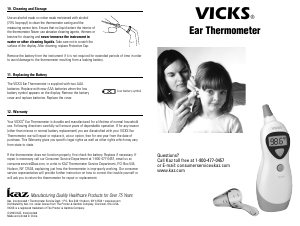 Manual Vicks V971N Ear Thermometer