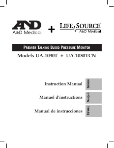 Mode d’emploi A and D Medical UA-1030 Tensiomètre