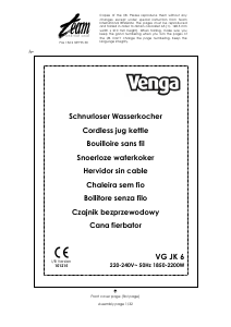 Manual de uso Venga VG JK 6 Hervidor