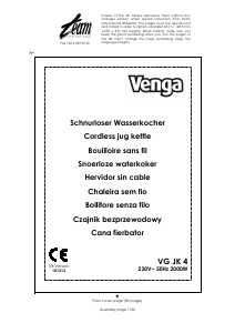 Manual de uso Venga VG JK 4 Hervidor