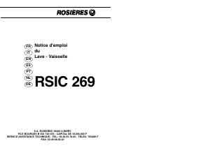 Manuale Rosières RSIC 269 PN Lavastoviglie