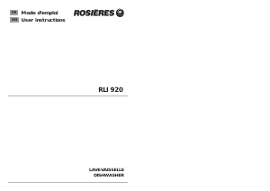 Mode d’emploi Rosières RLI 920 MIN Lave-vaisselle