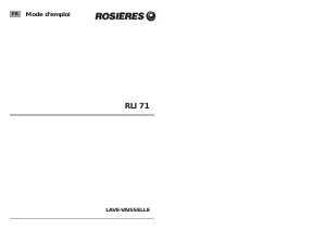 Mode d’emploi Rosières RLI 71 VV Lave-vaisselle