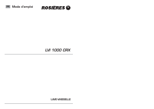 Mode d’emploi Rosières LVI 1000 CRX Lave-vaisselle