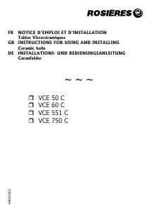 Handleiding Rosières VCE 551 CIN Kookplaat