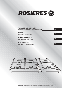 Handleiding Rosières TR 301 BMV Kookplaat