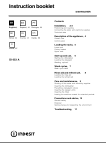 Manual Indesit DI 653 A Máquina de lavar louça