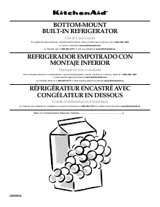 Mode d’emploi KitchenAid KBFO42FTX Réfrigérateur combiné