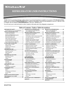 Mode d’emploi KitchenAid KFFS20EYMS Architect Réfrigérateur combiné