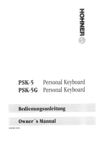 Handleiding Hohner PSK 5G Toetsenbord