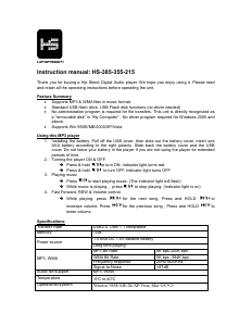 Handleiding Hipstreet HS-215 Mp3 speler