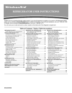 Mode d’emploi KitchenAid KSF26C4XYW Architect Réfrigérateur combiné