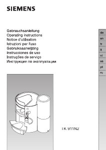 Mode d’emploi Siemens TK911N2 Cafetière